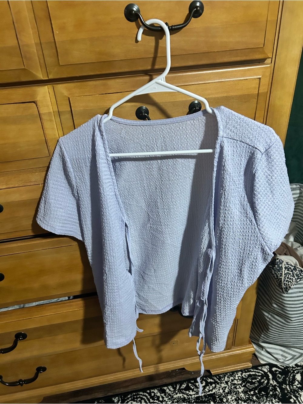 Light Lavender Open-Front Short Sleeve Women's Top